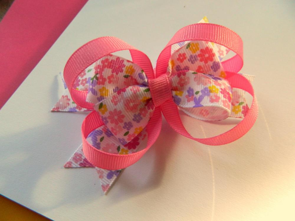 Pink & Purple Blossoms Boutique Hair Bow Accessory